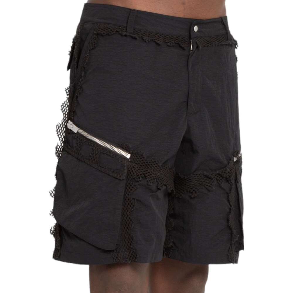 Heliot Emil Zwarte Sferische Cargo Shorts Black Heren