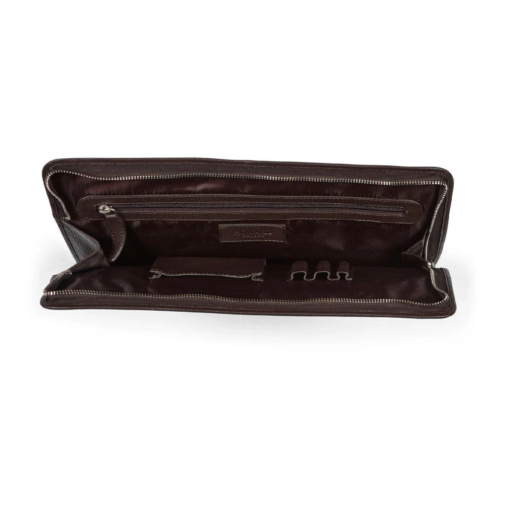 Howard London Donkerbruine leren laptoptas Brown Heren