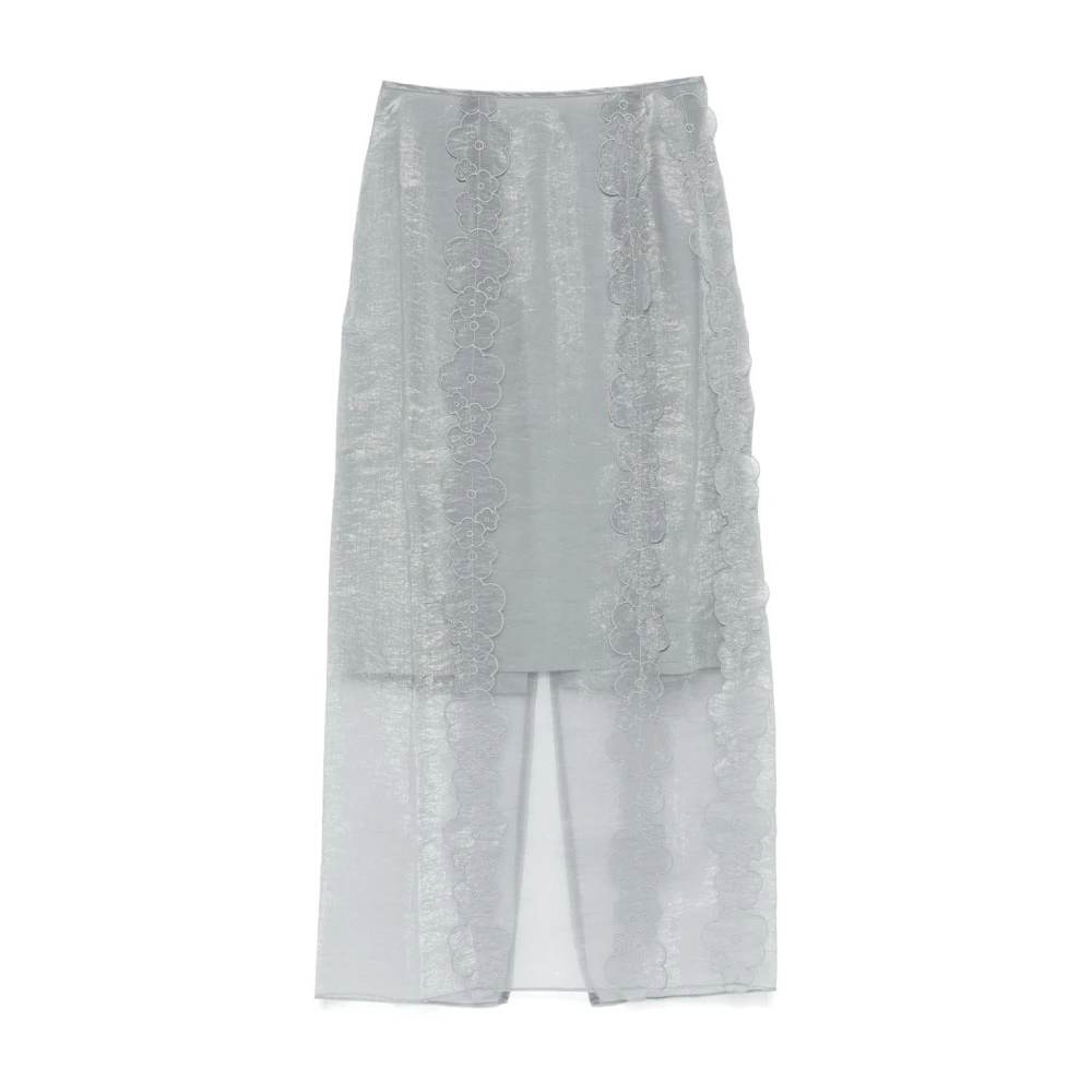 Cecilie Bahnsen Grijze Bloemen Organza Pencil Rok Gray Dames