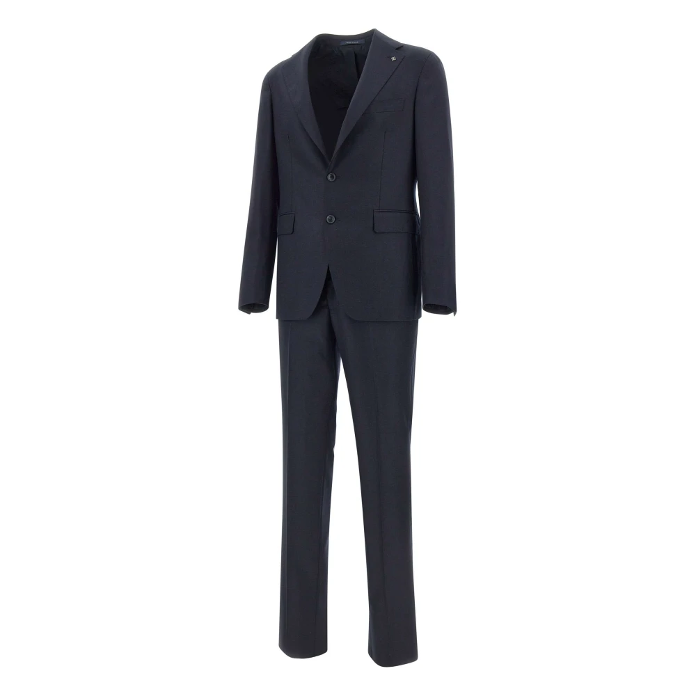 Tagliatore Men's Blue Single Breasted Suits, Xl, Natural 120'S Wool Two-Piece Suit