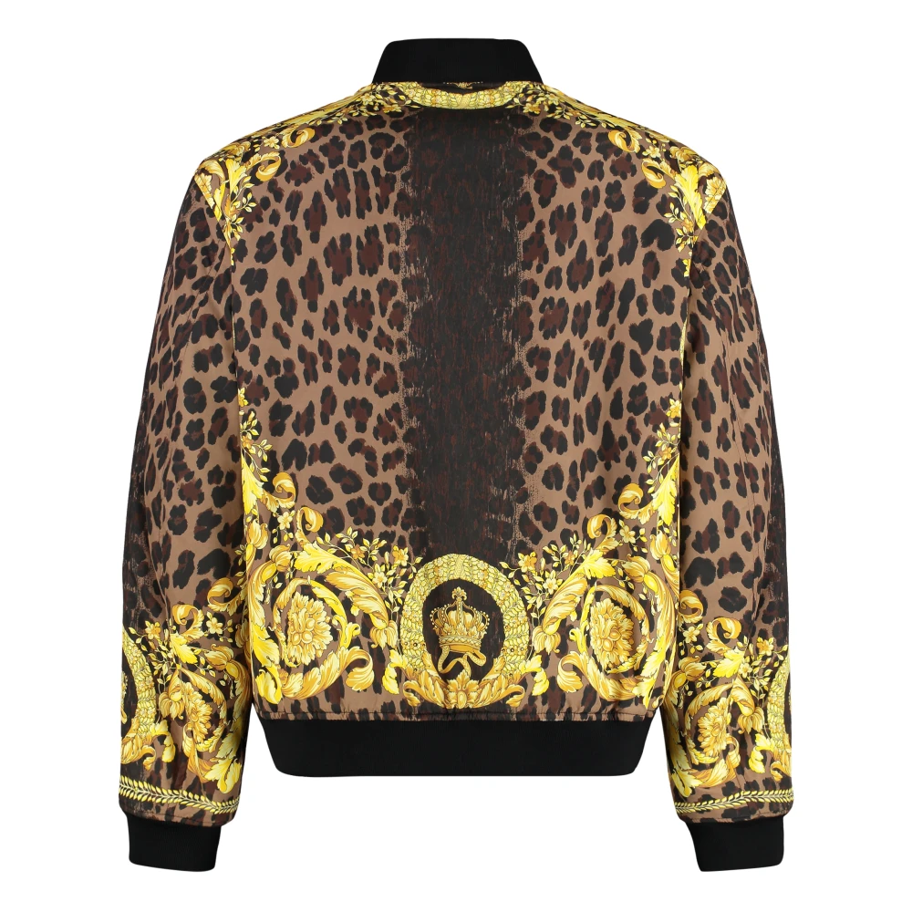 Versace Omkeerbare bomberjack met geribbelde randen Multicolor Heren