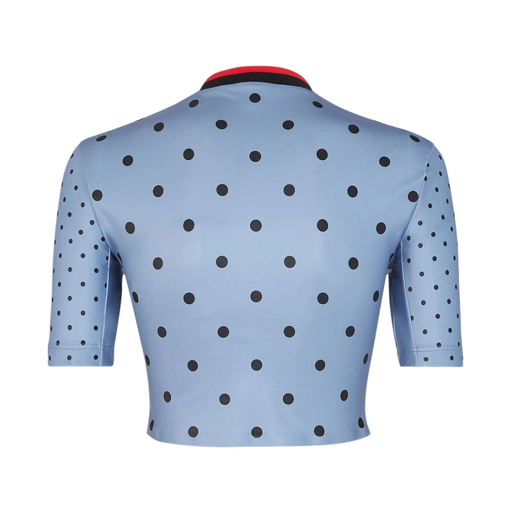 Fendi Blauw Gestreepte Crop Top met Halve Rits Blue Dames
