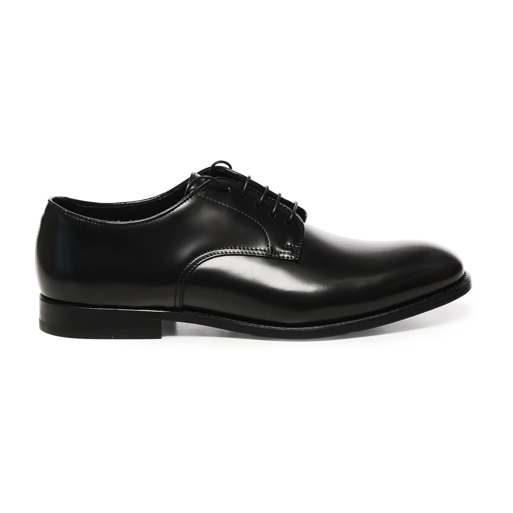 Doucal's Men's Black Leather Lace-Up Flat Shoes
