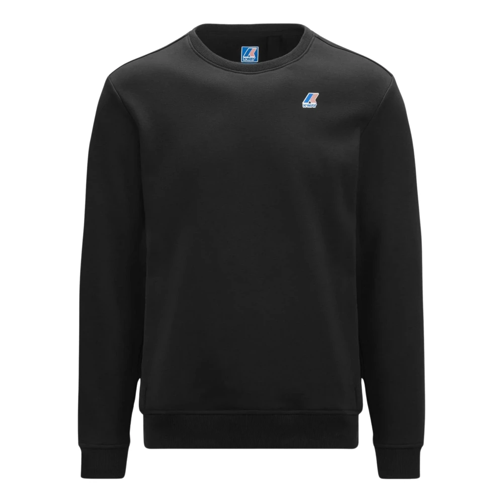 K-way Zwarte Sweater Ronde Hals Lange Mouw Logo Print Black Heren