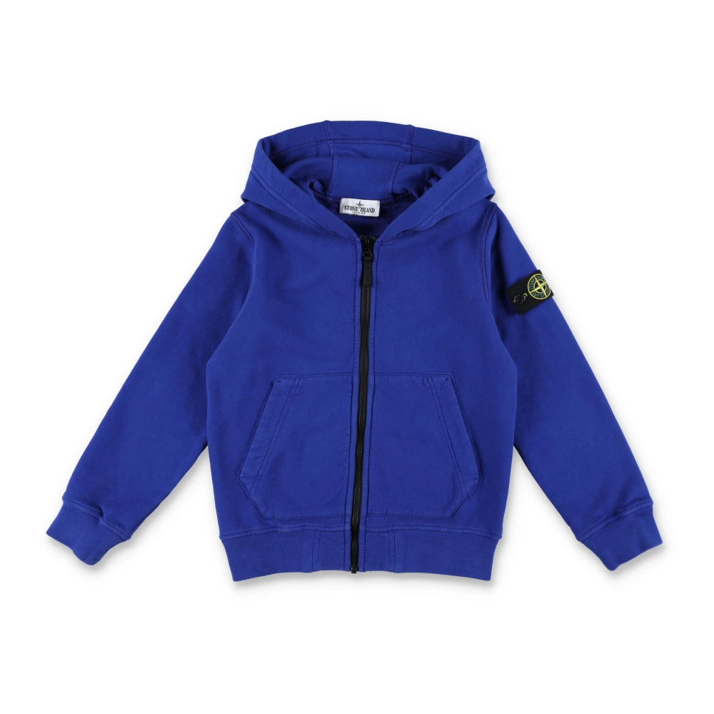 Stone Island Blå Stickat Dragkedja Hoodie Aw24 Blue, Pojke