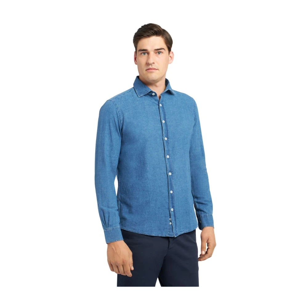Brooks Brothers Slim Fit Katoen-Linnen Chambray Overhemd met Spreidkraag Blue Heren