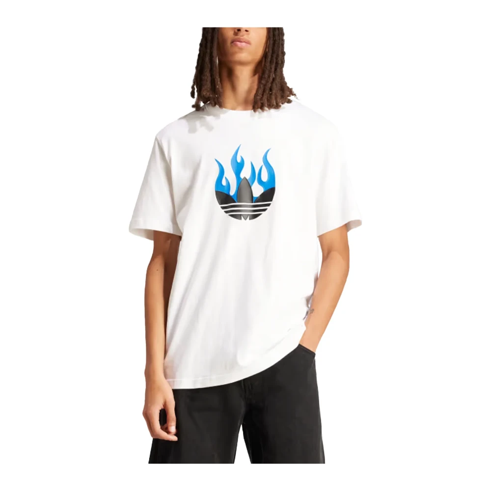 Adidas Flames Logo Tee White Heren