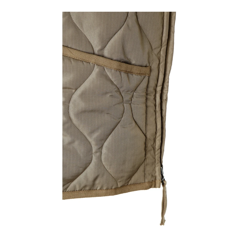 Taion Gewatteerde Militaire V-hals Donsvest Beige Heren