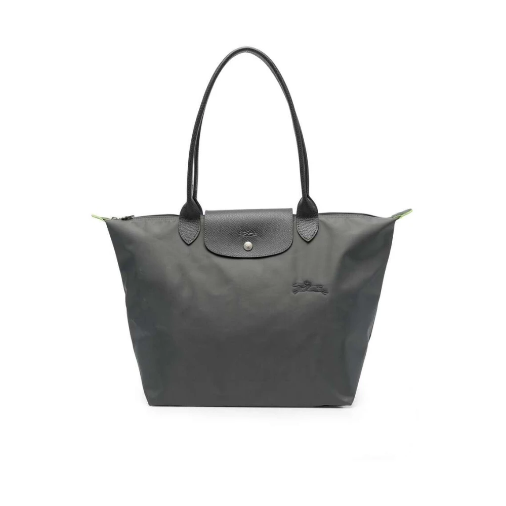 Longchamp Antracietgrijze Canvas Schoudertas Gray Dames