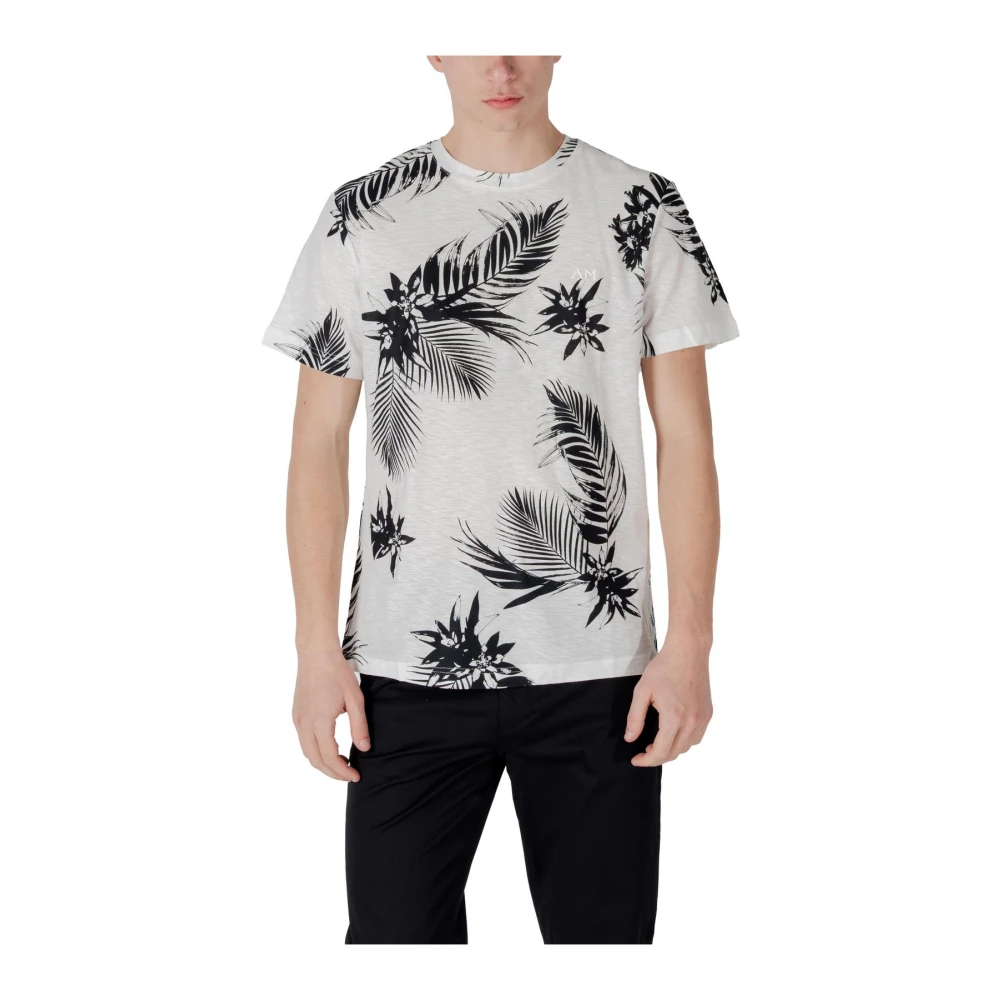 Antony Morato Men's White T-Shirts, 2XL, Floral Short Sleeve T-Shirt
