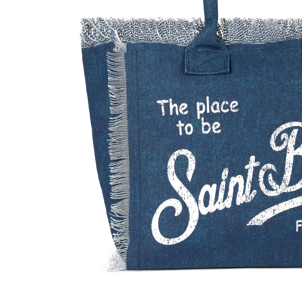MC2 Saint Barth Canvas Vanity Tote met Franjes Blue Dames