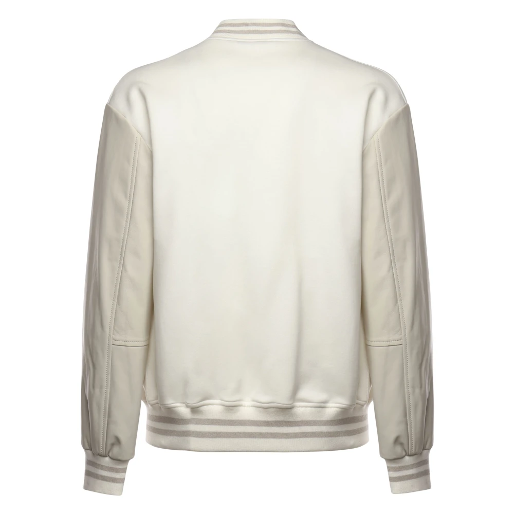 Eleventy Wol Kasjmier Jas met Contrast Mouwen White Heren