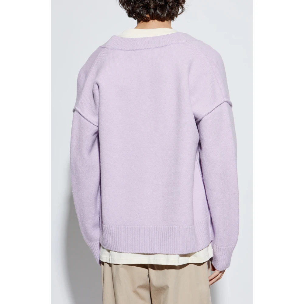 Ami Paris Cardigan met Logo Purple Heren