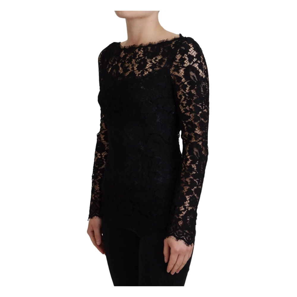 Dolce & Gabbana Elegante bloemenkanten top Black Dames