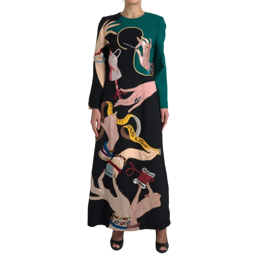 Dolce & Gabbana Multicolor Wollen A-lijn Jurk Multicolor Dames