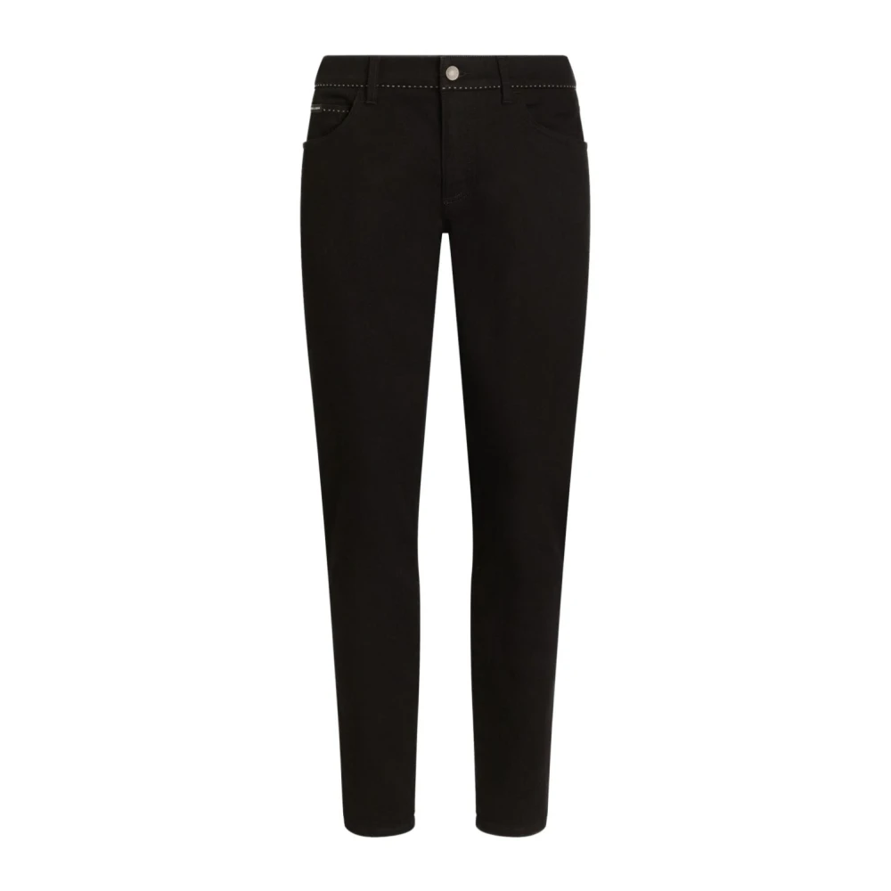 Dolce & Gabbana Zwarte broek met logoplaquette Black Heren