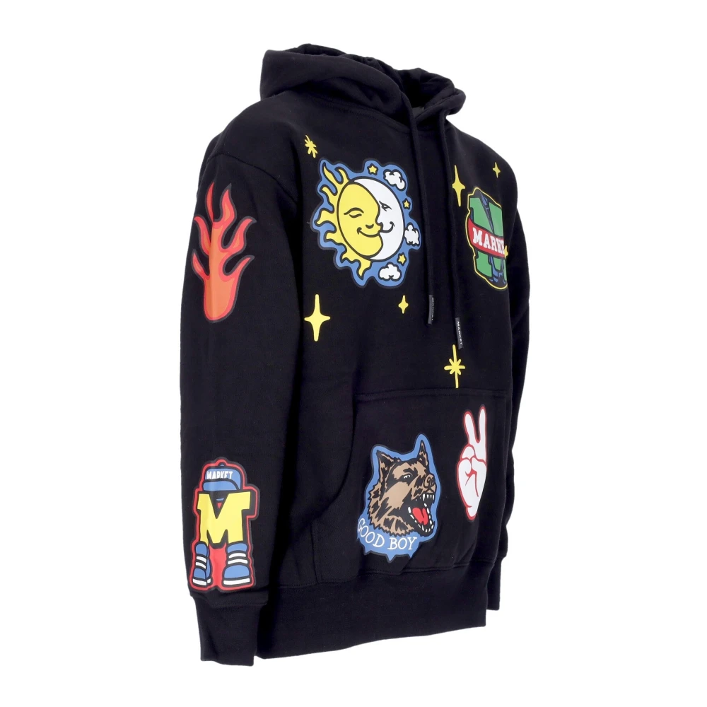 Market Hoodie met all-over logoprint Black Heren
