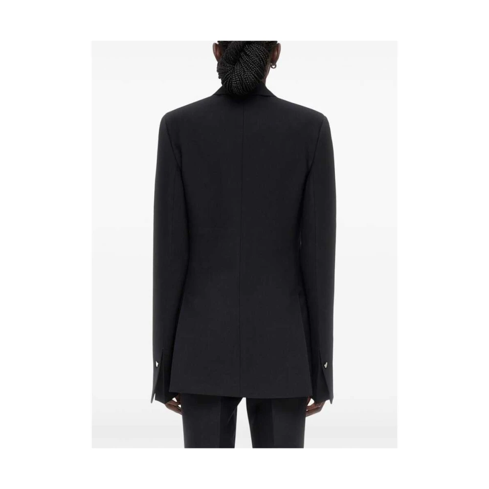 Salvatore Ferragamo Zwarte Wol Dubbel-Breasted Jas Black Dames