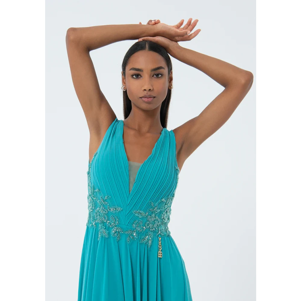 Fracomina Turquoise Jurk Collectie Blue Dames