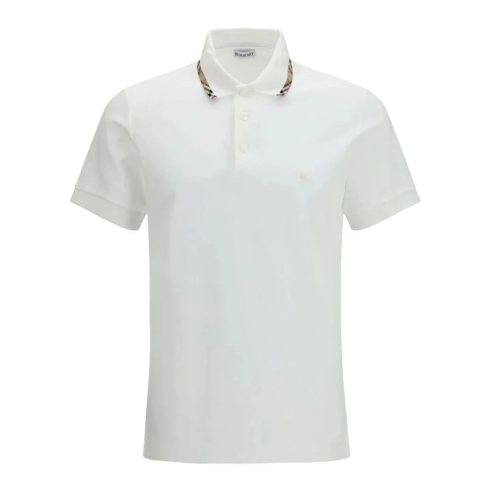 Burberry Men's White Check Collar Cotton Polo Shirt - Polo Shirts - Xl - Tops