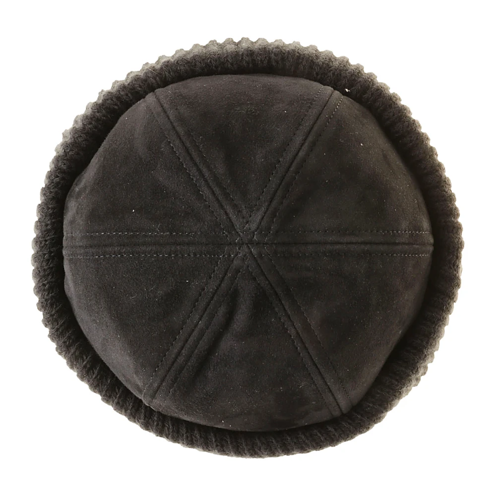 Borsalino Suede Gebreide Beanie met Gewatteerde Voering Brown Heren