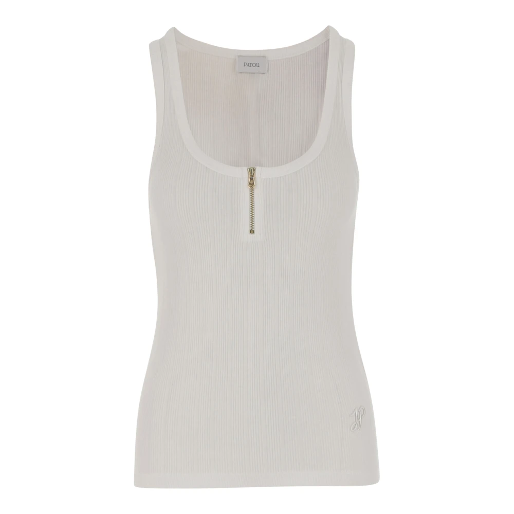 Patou Logo Gebreide Top met Ritssluiting White Dames