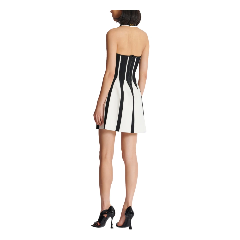 Balmain Wijdvallende halternek gebreide jurk Black Dames