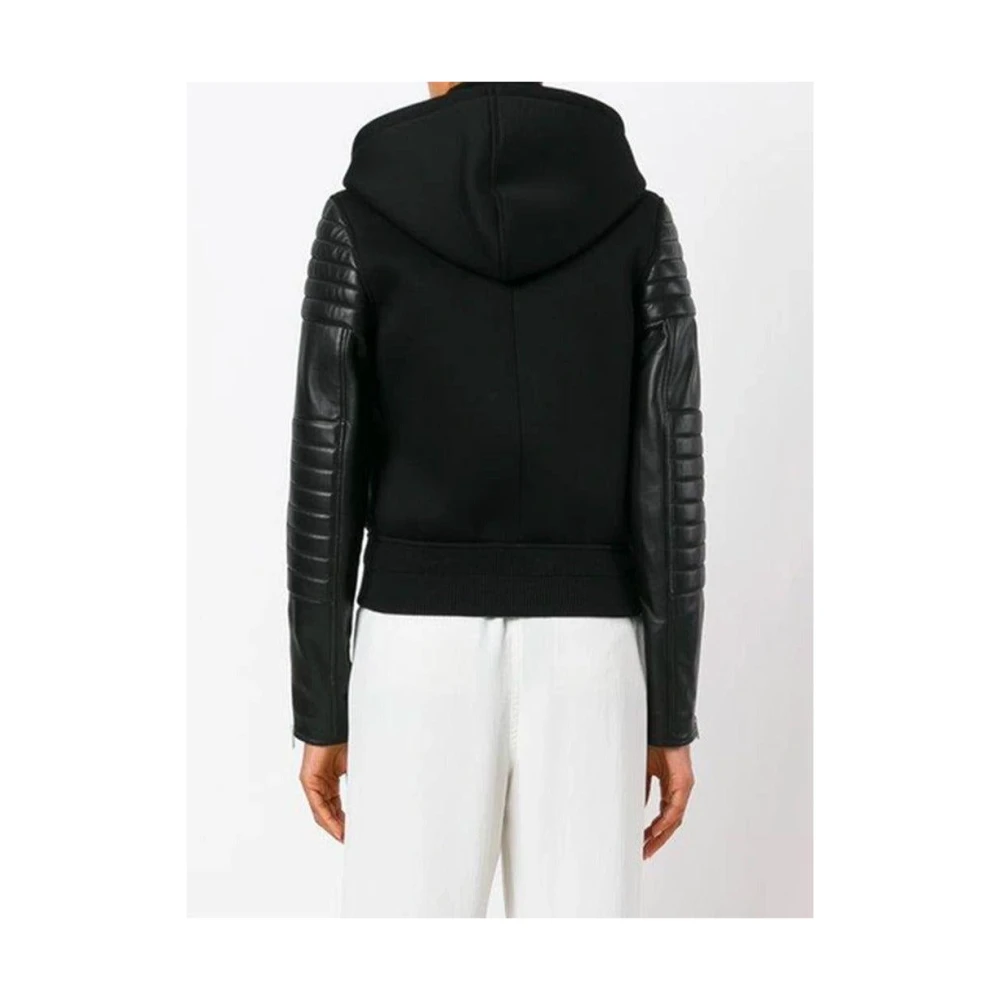 Givenchy Gewatteerde viscosejas met leren inzetstukken Black Dames