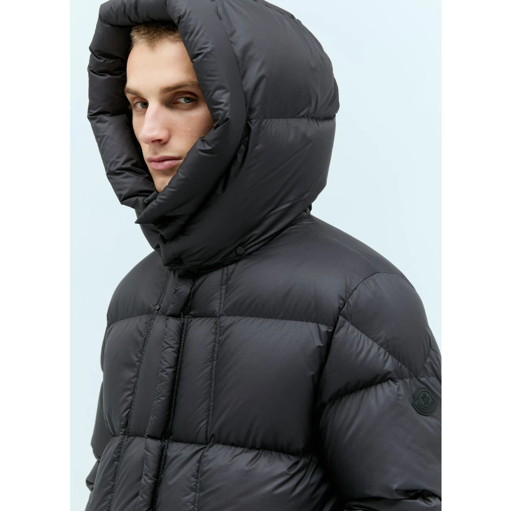 Moncler Mat Zwarte Donsjas met Capuchon Blue Heren