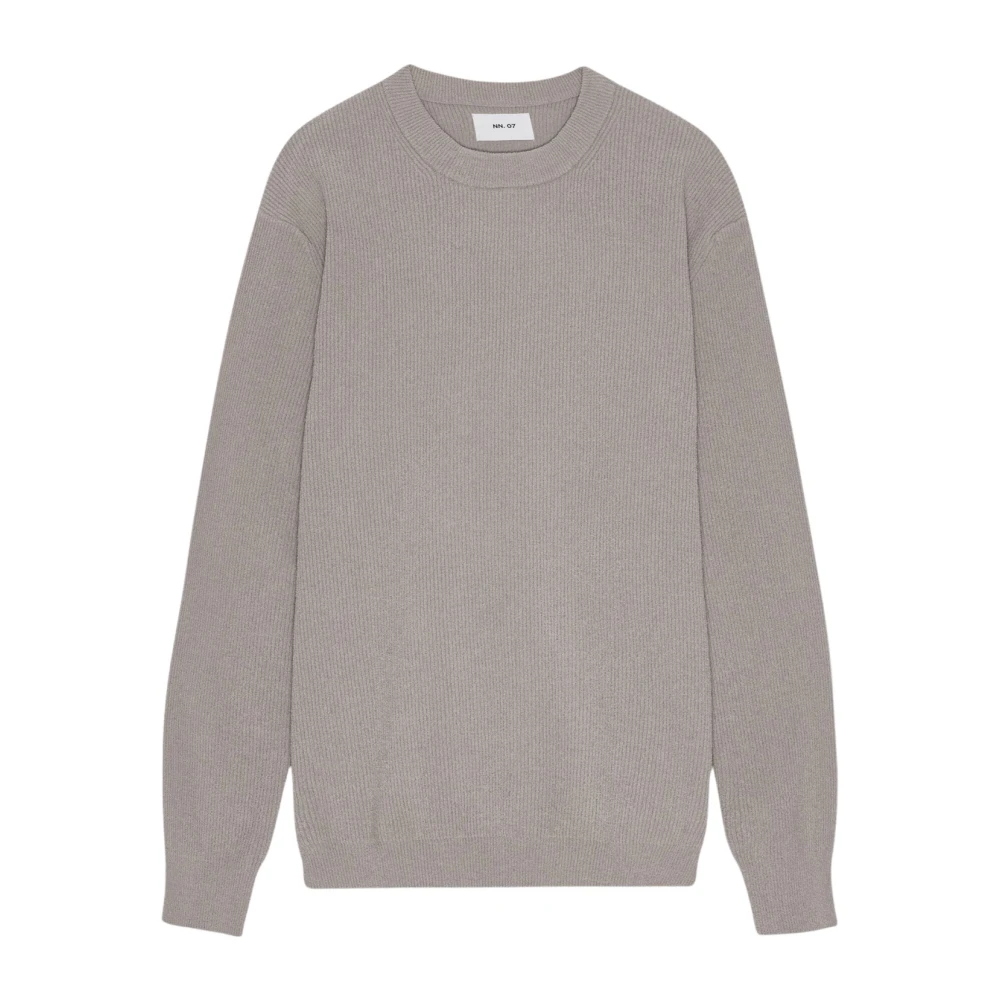 Nn07 Modieuze Crewneck Sweater met Ribdetails Gray Heren