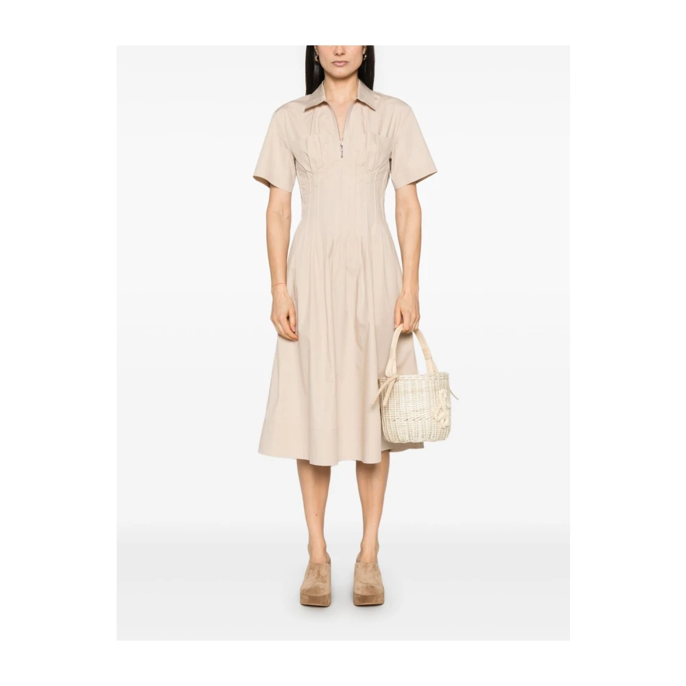 TORY BURCH Korte Mouw Rits Jurk Grijs Gray Dames