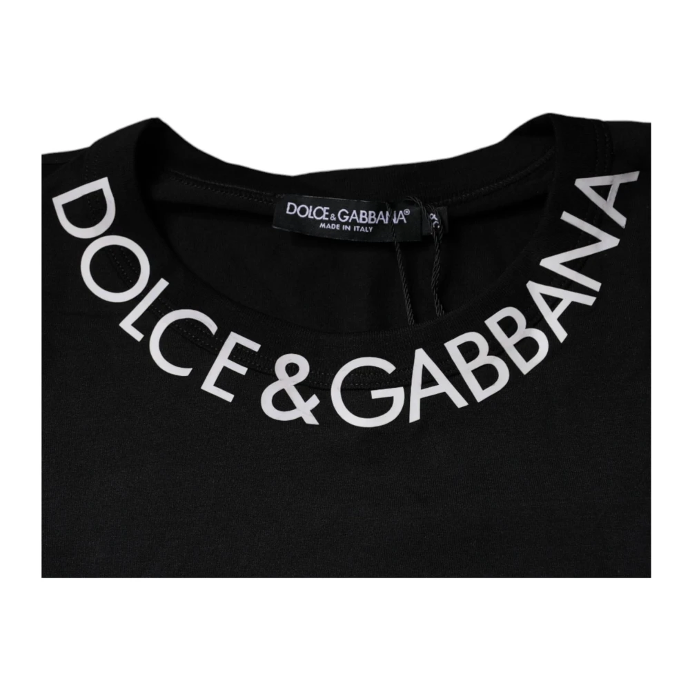Dolce & Gabbana Zwart Logo Detail Crewneck T-shirt Black Heren