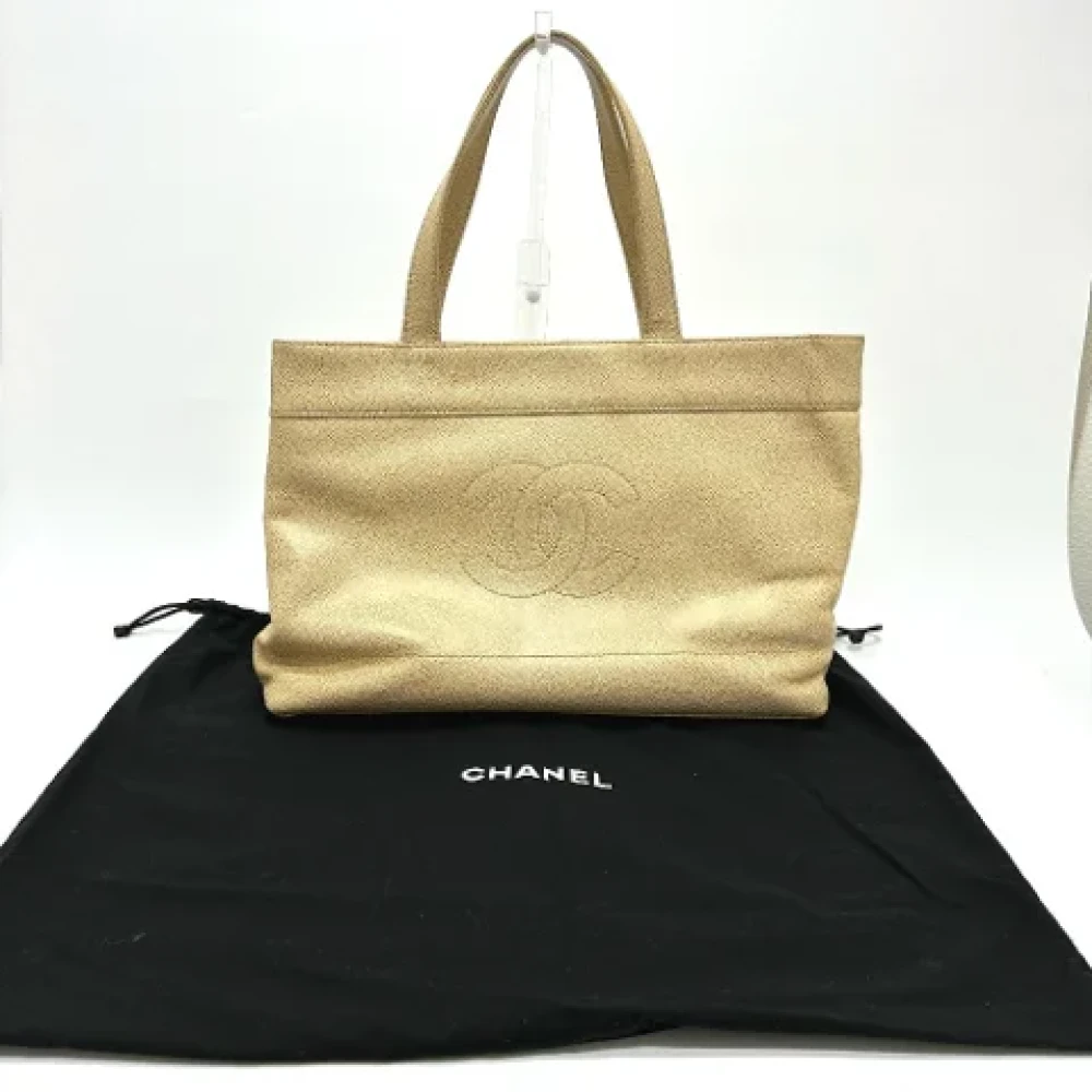 Chanel Vintage Pre-owned Leather totes Beige Dames