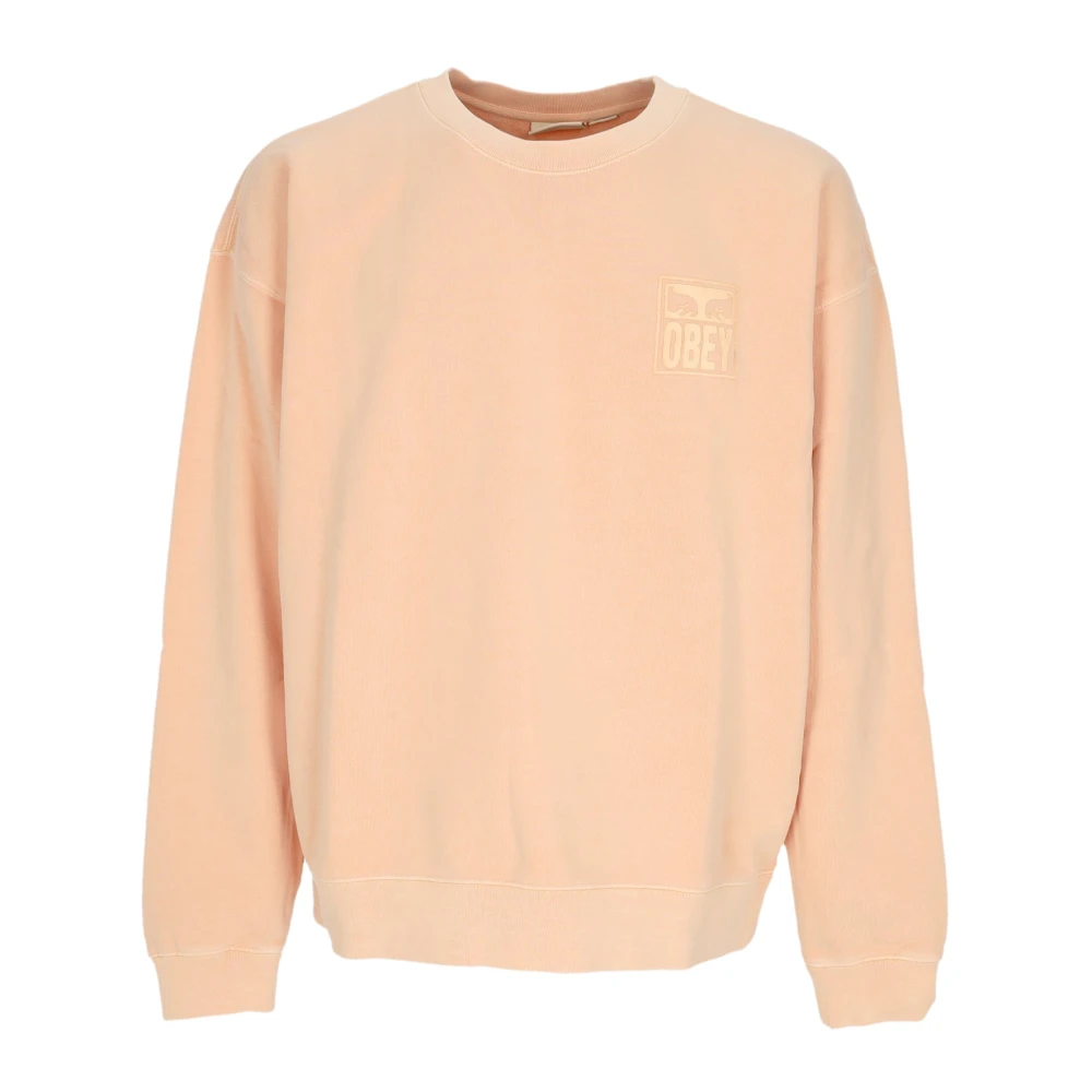 Obey Pink Sweatshirts, Male, Xl, Lightweight Crewneck Sweatshirt Pigment Eyes Icon