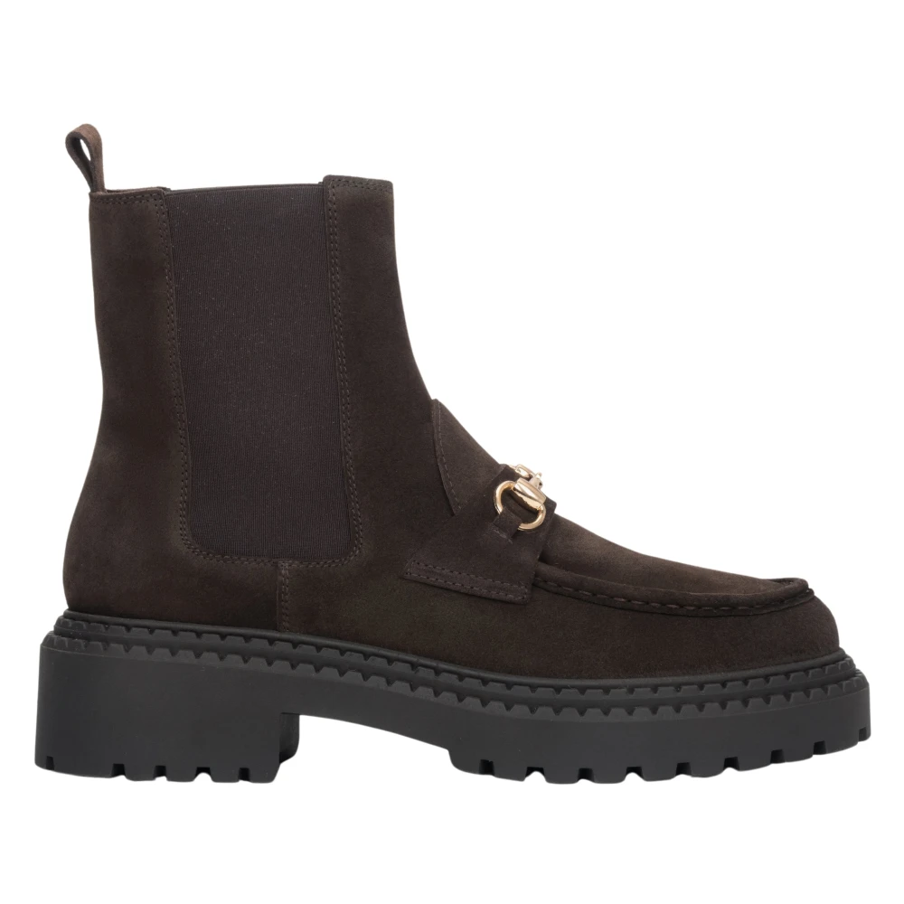 Estro Women's Brown Italian Velour Chelsea Boots