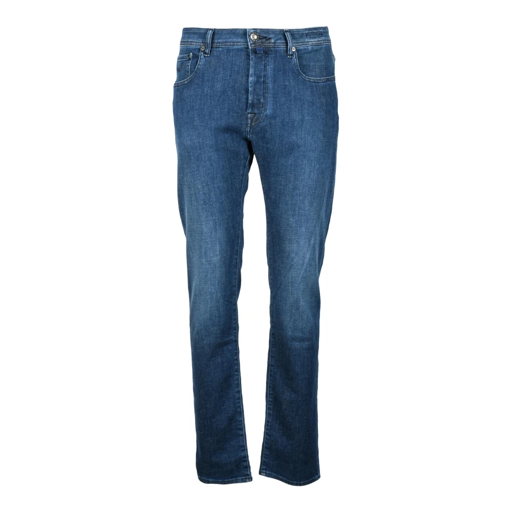 Jacob Cohën Bomull Linne Blandning Stretch Jeans Blue, Herr