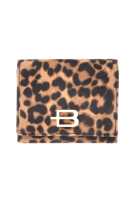 Leopard print suede wallet