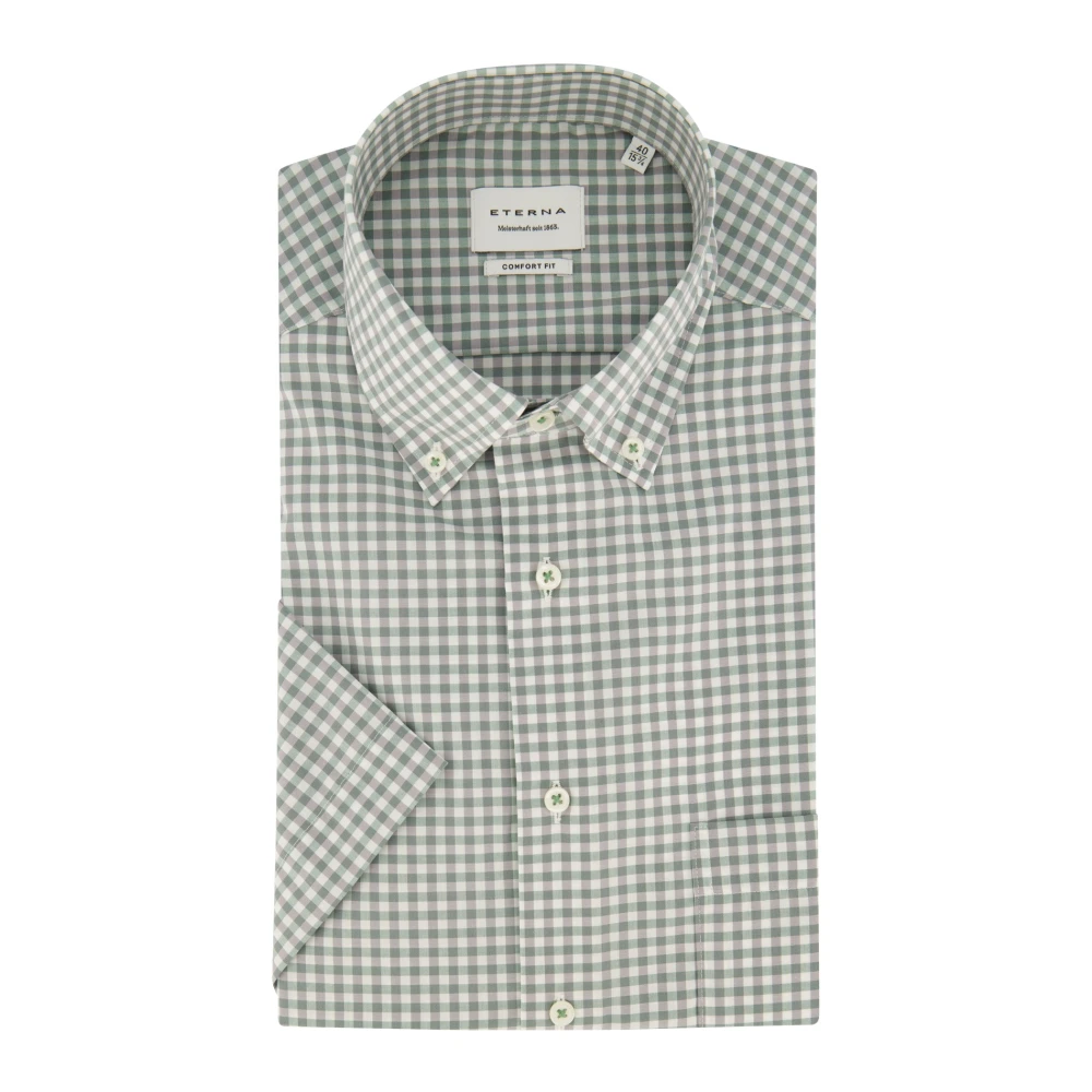 Eterna Casual korte mouw groene overhemd Green Heren