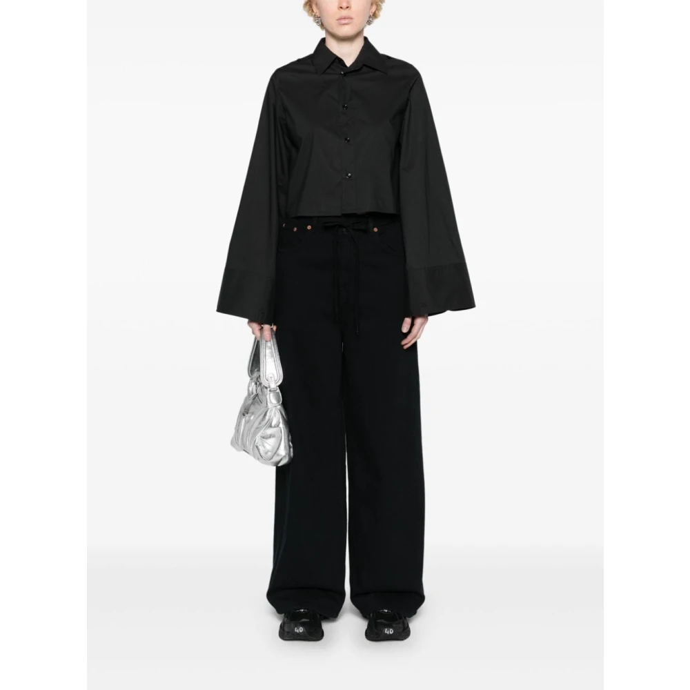MM6 Maison Margiela Zwarte Denim Wijde Pijp Jeans Black Dames