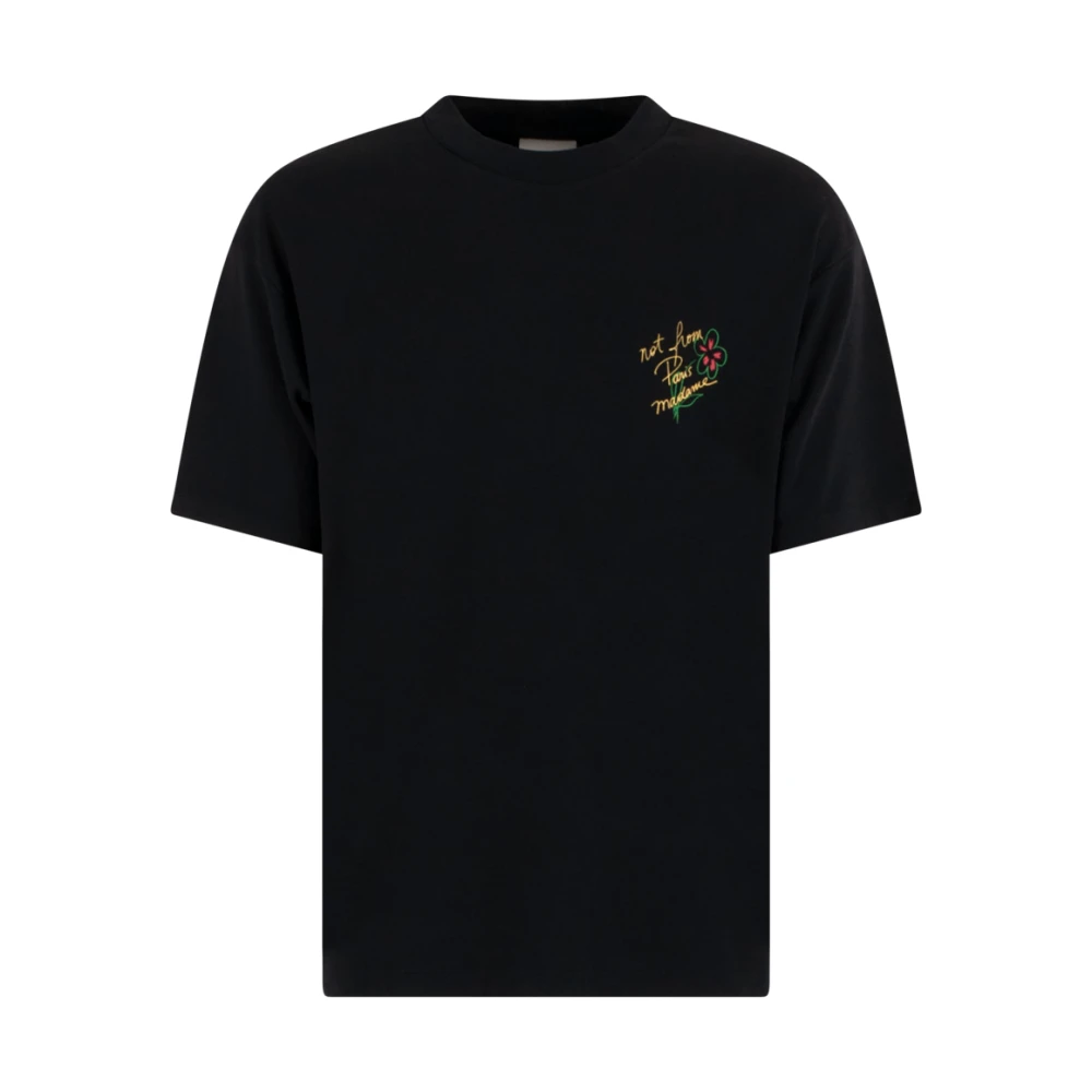 Drole de Monsieur Zwart T-shirt met Slogan Schets Black Heren