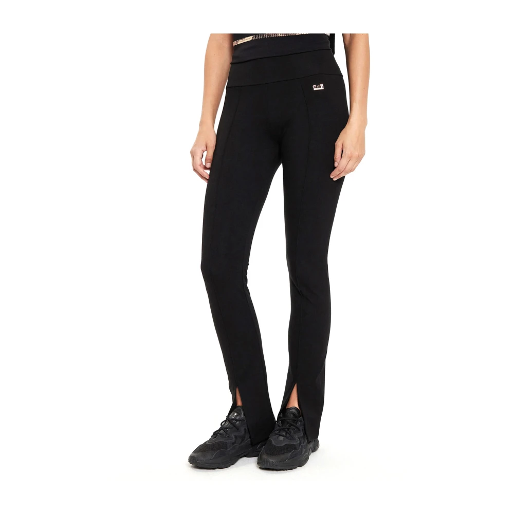 Emporio Armani EA7 Zwarte Elastische Trainingsbroek Black Dames
