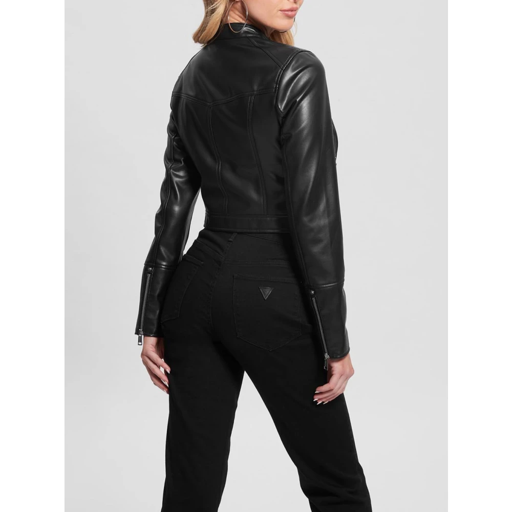 Guess Leather Jackets Black Dames
