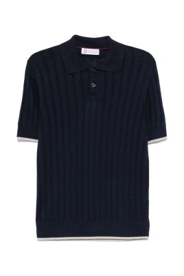 polo-bleu-manches-courtes-et-bords-cotes