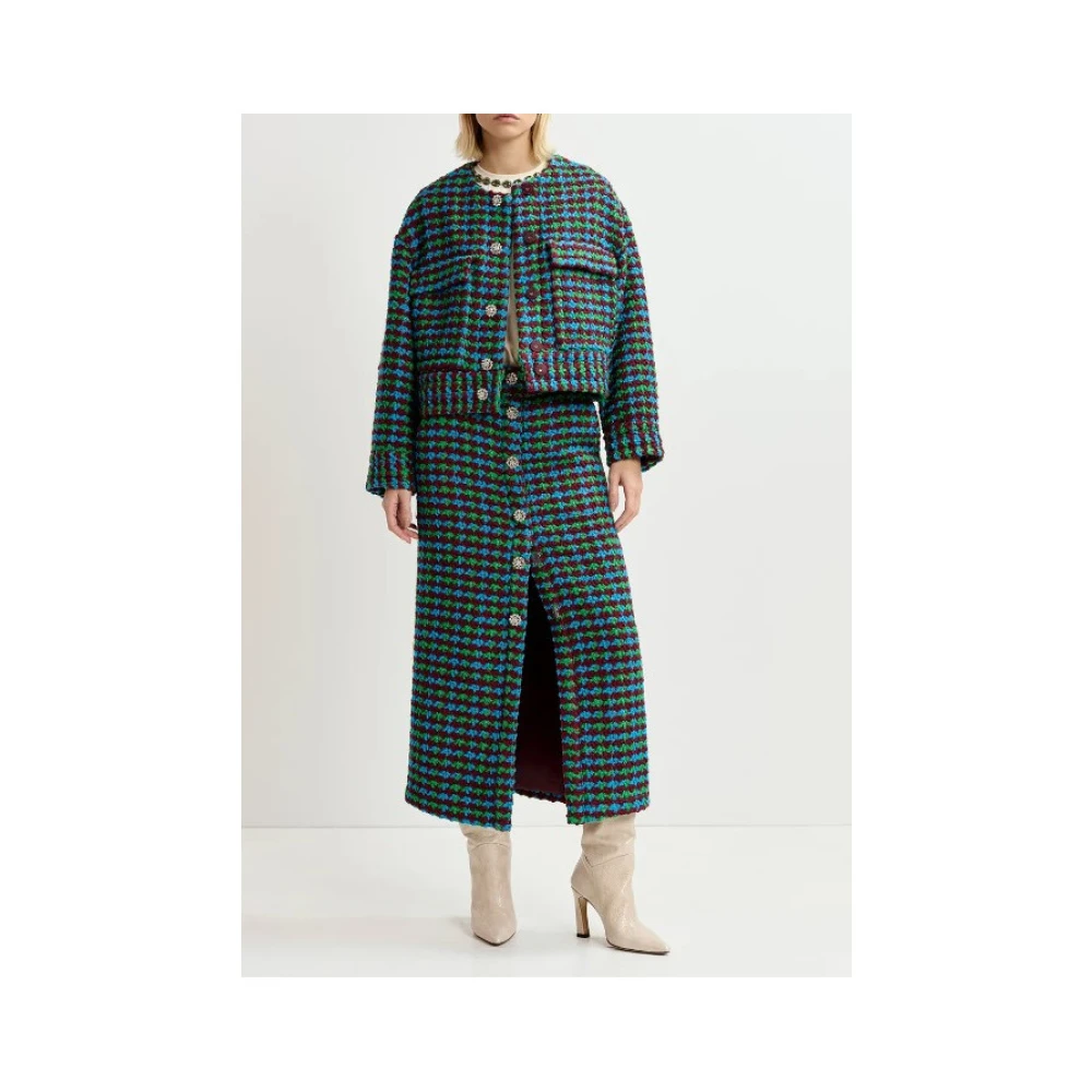 Essentiel Antwerp Groene Tweed Oversized Vest Multicolor Dames