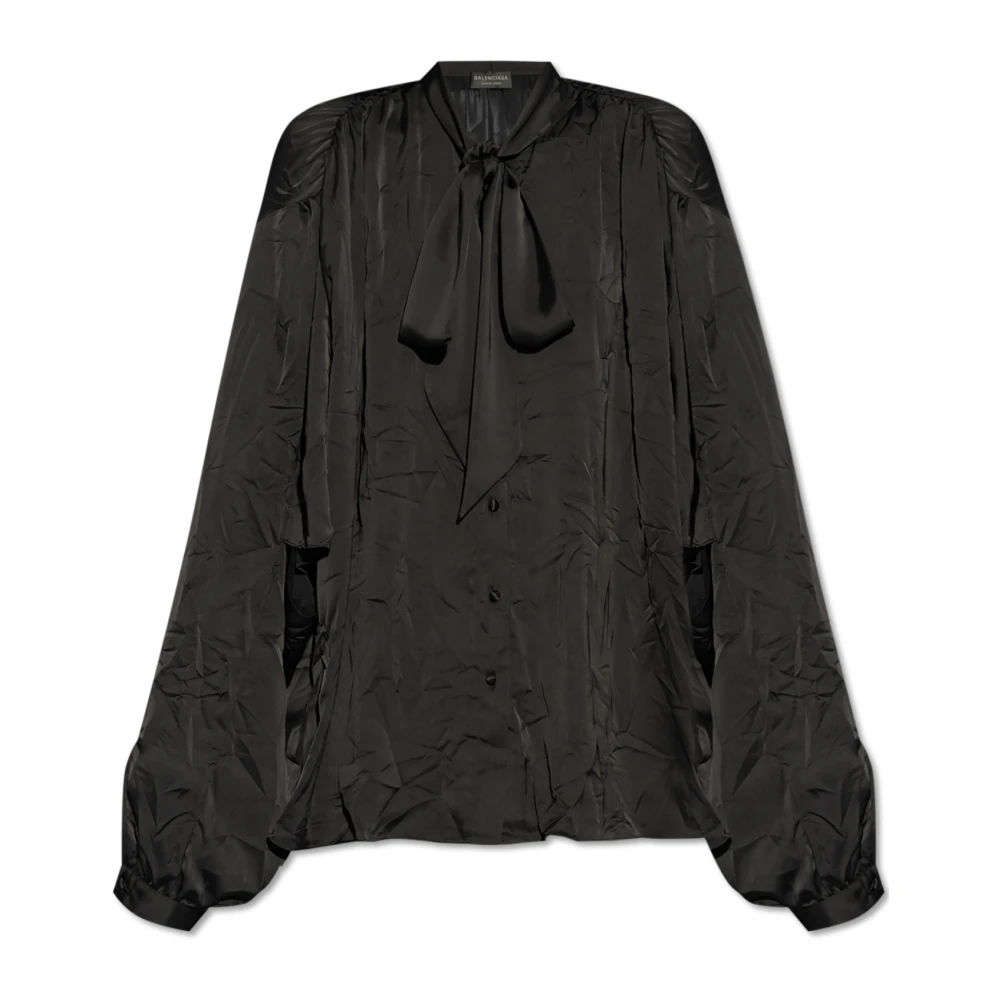 Balenciaga Women's Black Shirt With Ties - Blouses - S - Blouses & Shirts