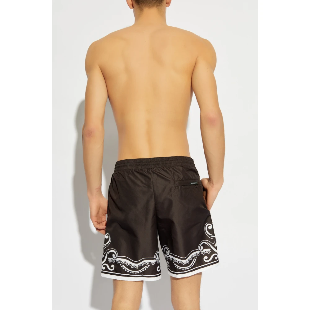 Dolce & Gabbana Gedrukte zwemshorts Black Heren