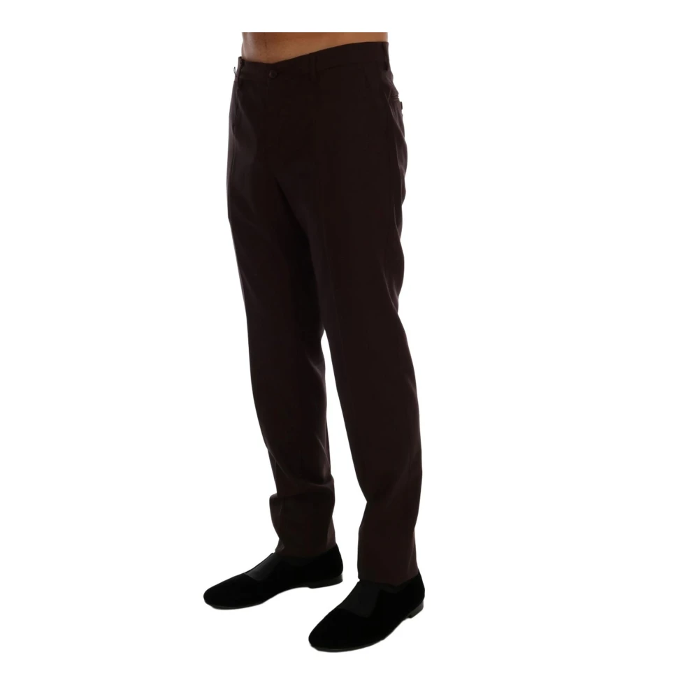 Dolce & Gabbana Paarse Wol Stretch Slim Fit Broek Black Heren