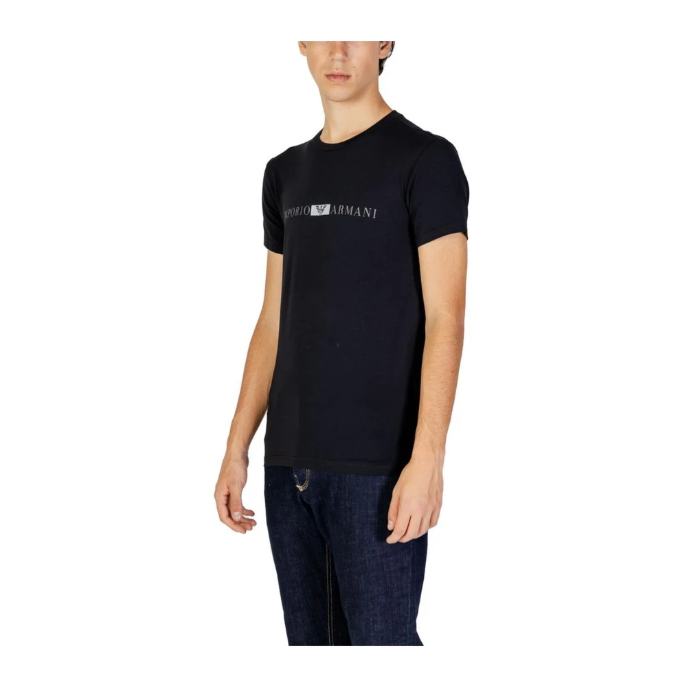 Emporio Armani Zwarte Katoenen T-shirt met Elastaan Black Heren