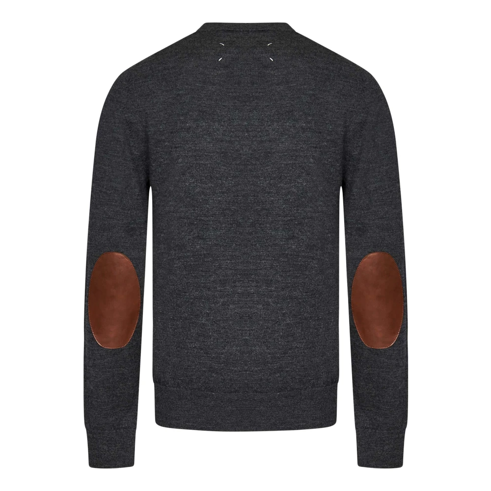 Maison Margiela Grijze wollen trui met leren patches Gray Heren