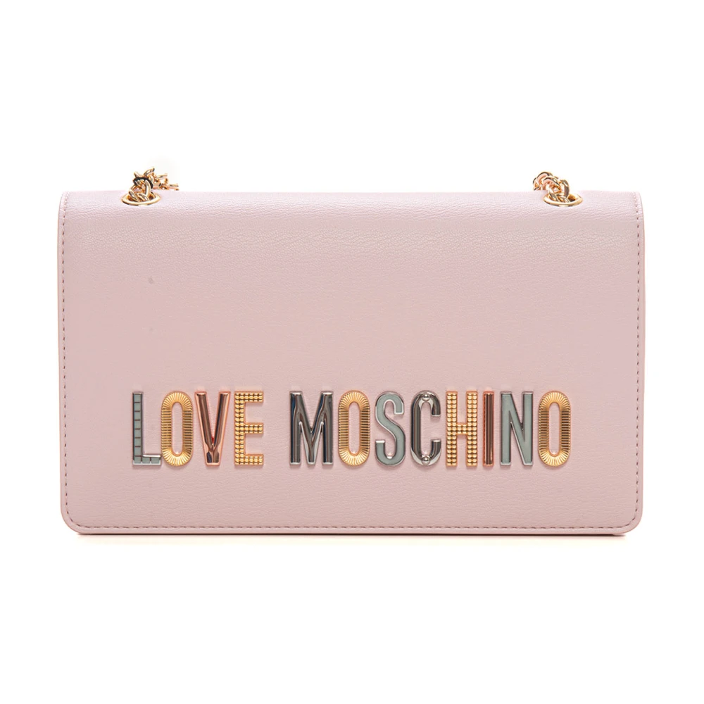 Love Moschino Schoudertas met Gouden Ketting en Logo Pink Dames